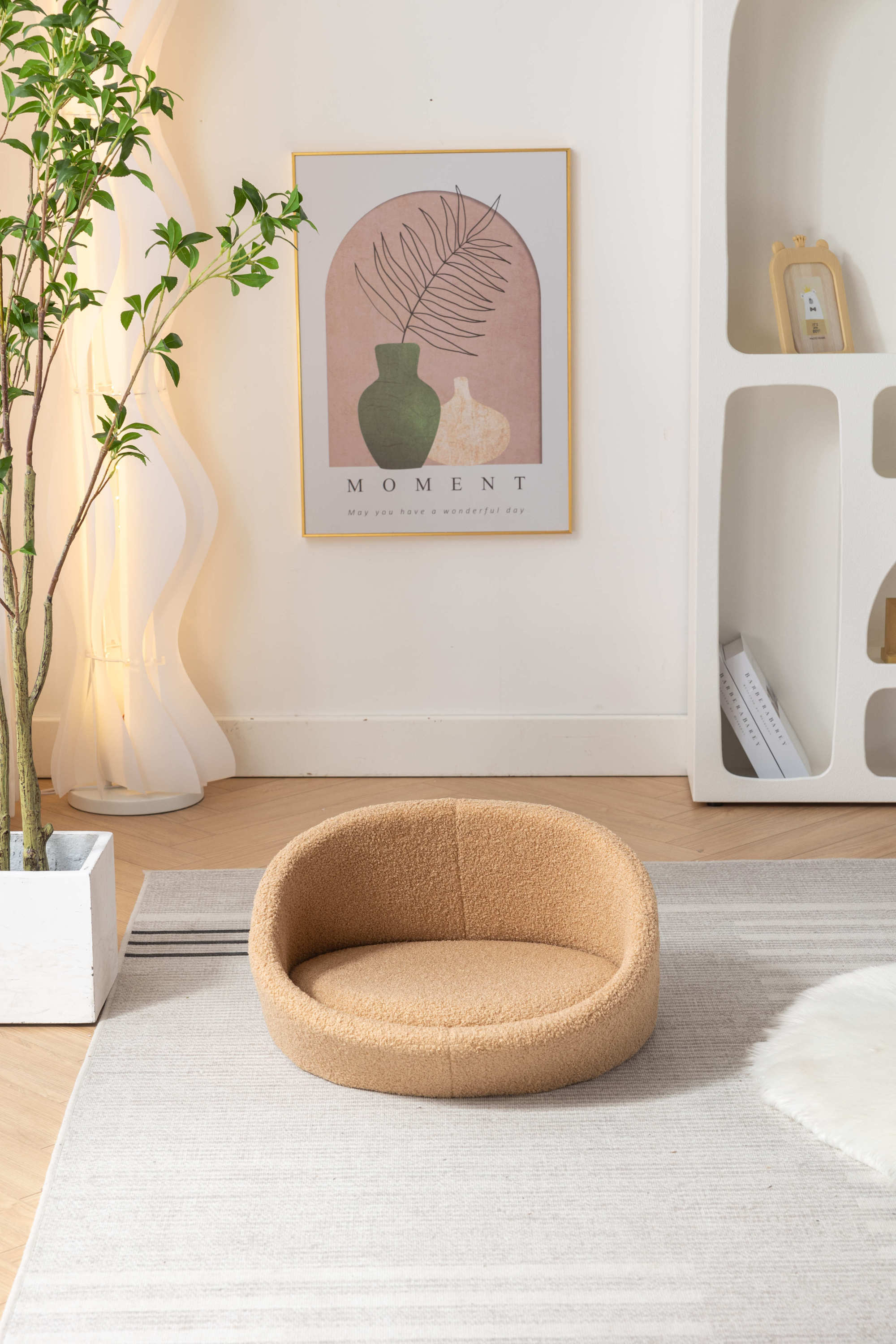 Cat Bed Pet Sofa With Solid Wood frame, Cashmere cover, Mid Size - Brown color