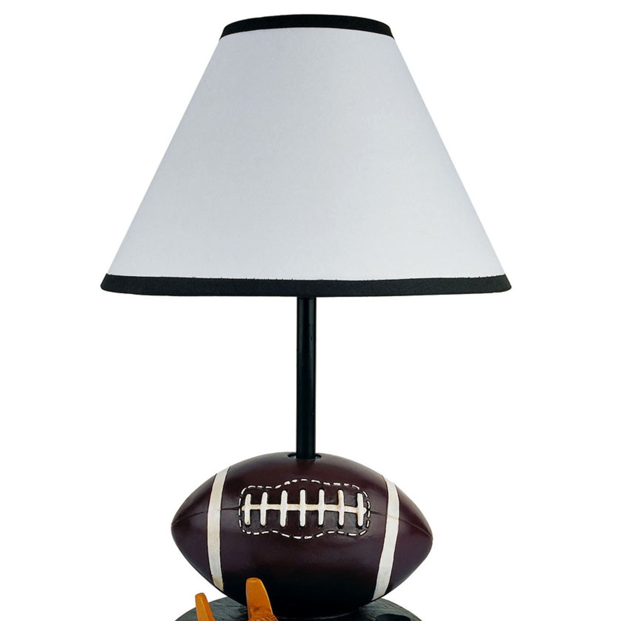 15" Tall Polyresin Accent Table Lamp, Football Shaped, Cone Linen Shade