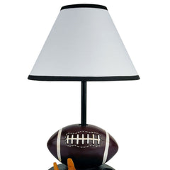 15" Tall Polyresin Accent Table Lamp, Football Shaped, Cone Linen Shade