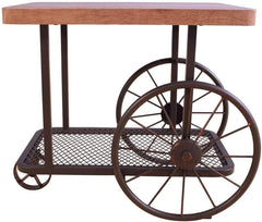 French Antique Style End Table in Oak & Antique Gray