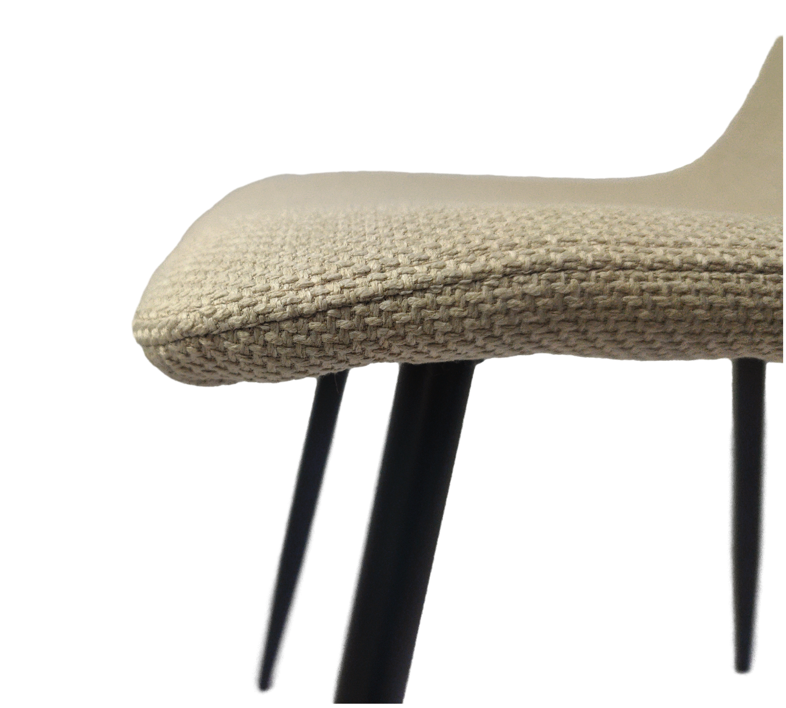 Set of 4 Modern Kitchen Dining Room Chairs, Cushion Seat and Sturdy Black Metal Legs - Beige
