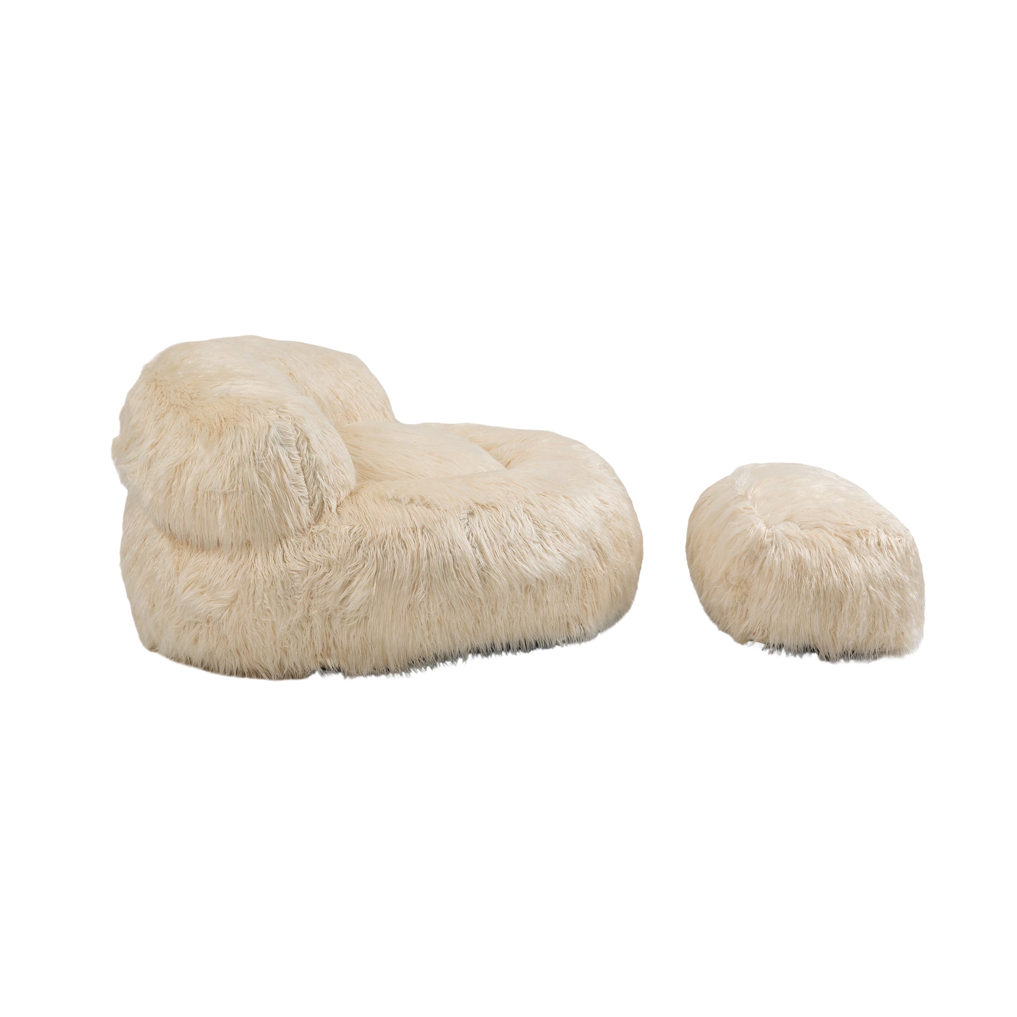 Bean Bag Chair Faux fur Lazy Sofa - Beige