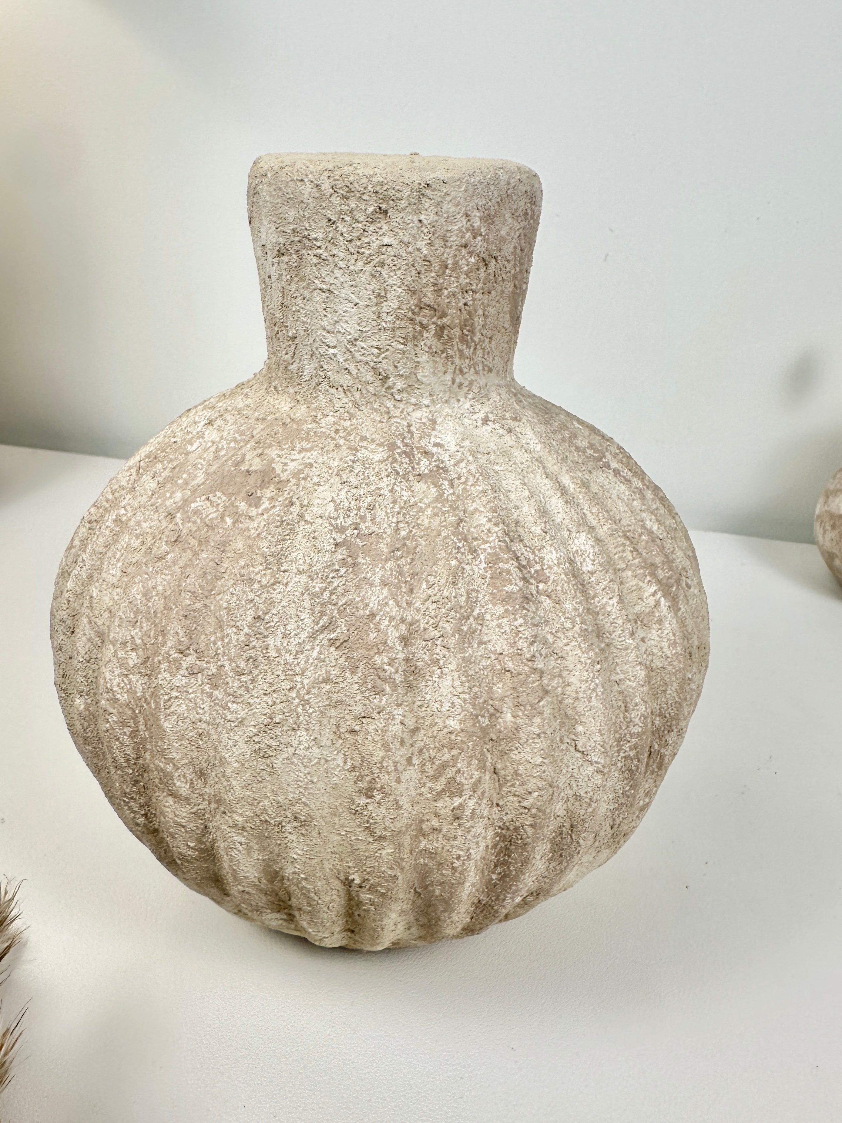 Handmade Decorative Ceramic Vase 8” tall - beige washed