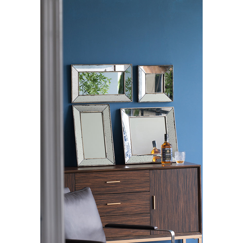 18"x18" Distressed Silver Square Accent Mirror - Traditional Style