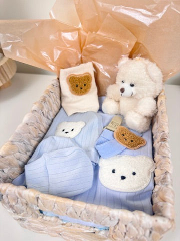 LUXURY BABY GIFT BAG - Cream/ Blue - Set of 7