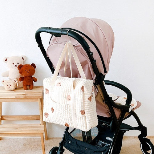 Zipper Embroidered Cotton Mummy Bag Baby Stroller Pouch