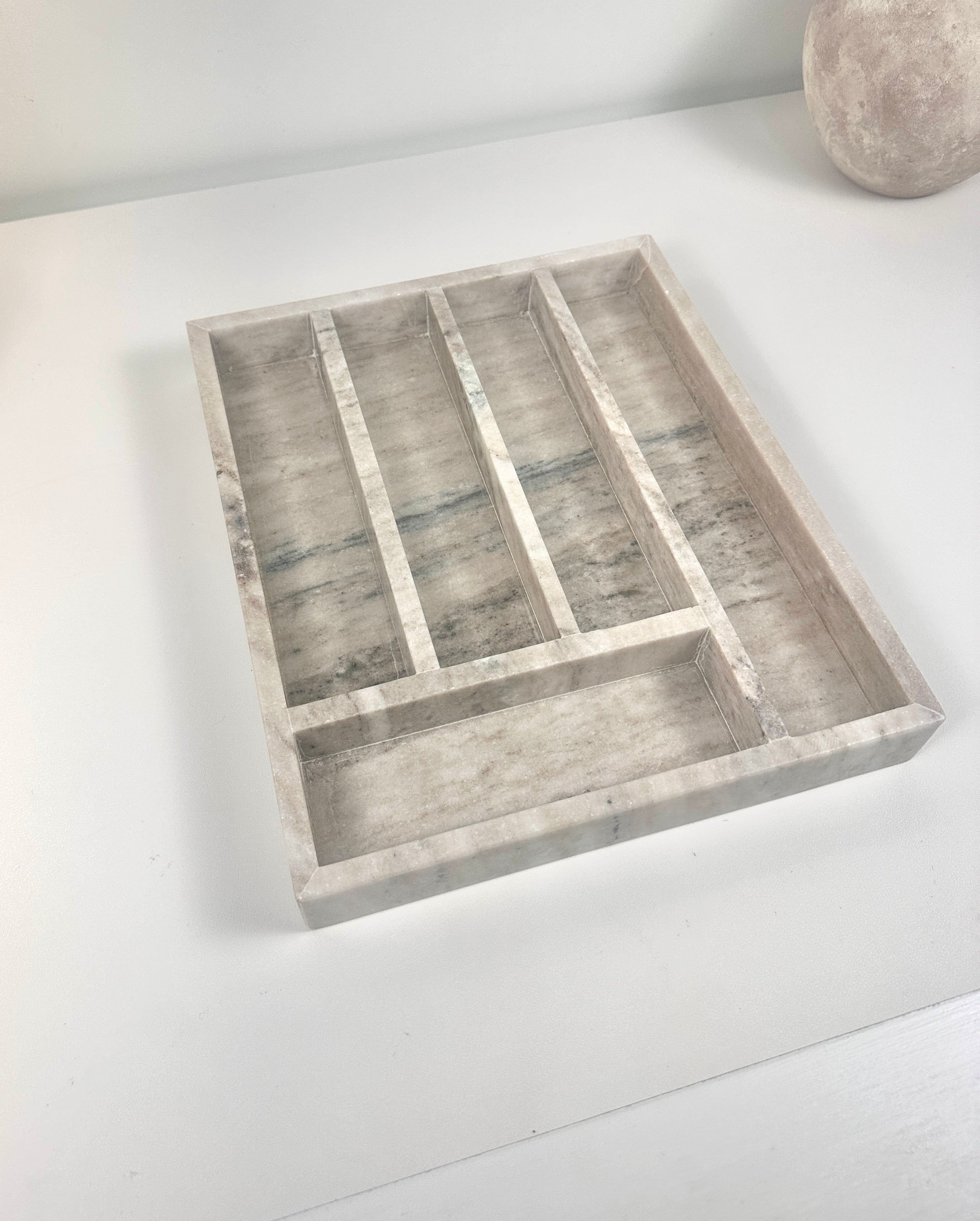Luxury Marble Silverware/ Jewelry Tray Light Beige 13x11x1.8“