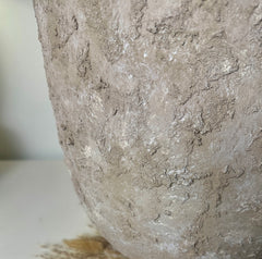 11" tall Minimalist Hand-Painted & Textured Planter Pot with drainage hole - Mesa Beige