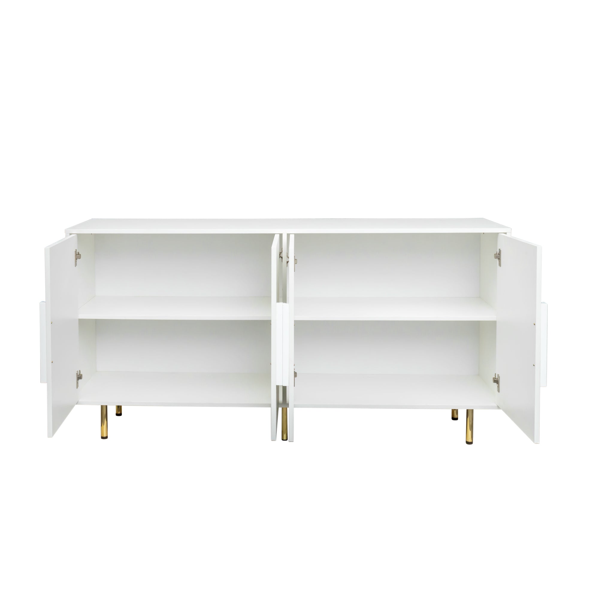 Sideboard Buffet Cabinet with Storage Modern Storage Cabinets with 4 Doors with Handle for Living Room Dining Room Entryway - White