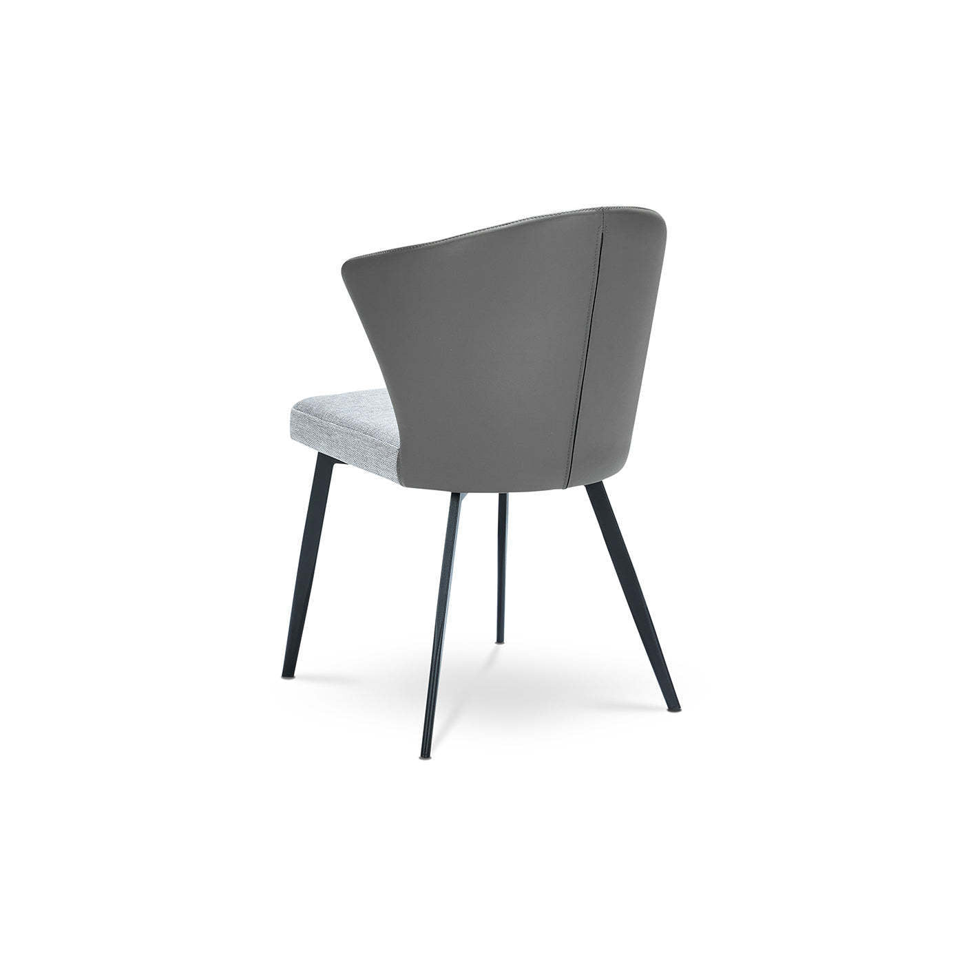 Set of 2 - Modern Minimalist Gray Dining Chairs, Carbon Steel Legs