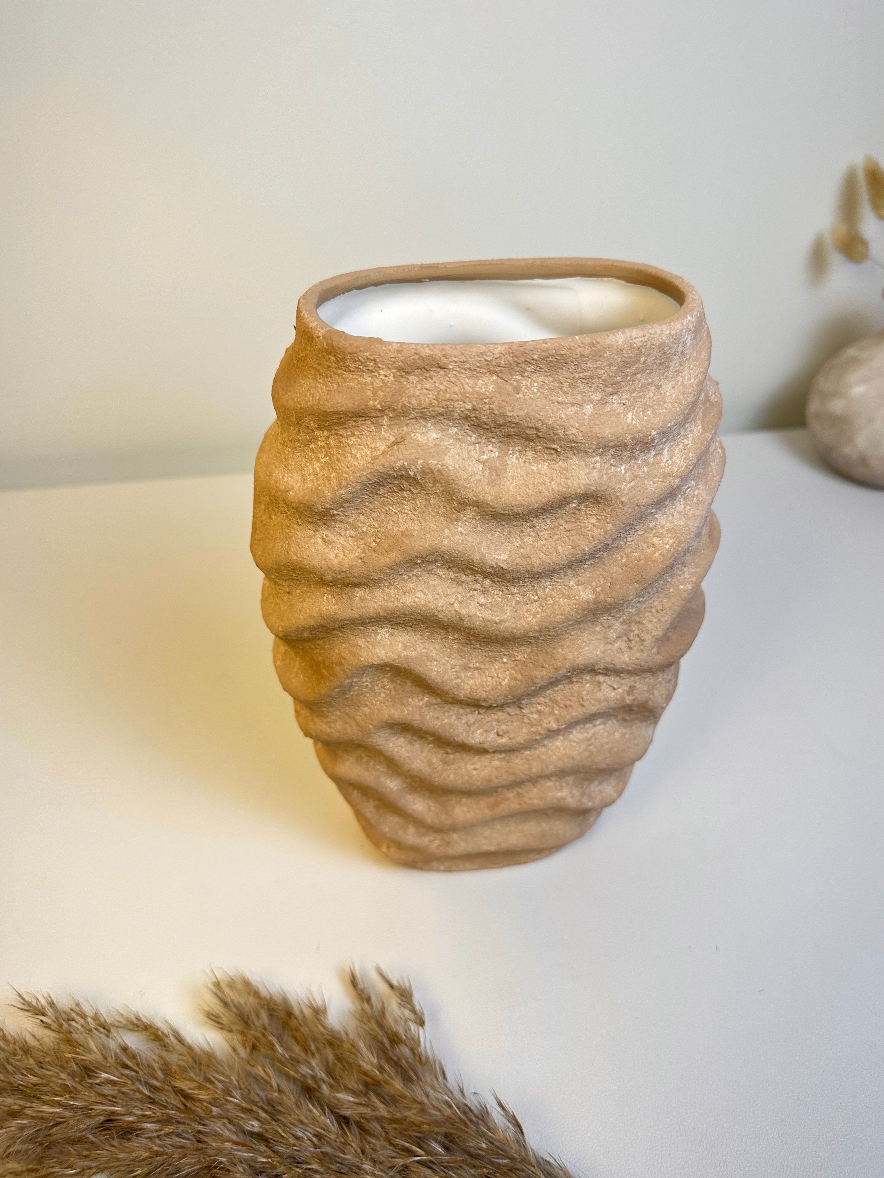 Mediterranean Ceramic Hand-Painted Terracotta Vase 8.5’’ tall