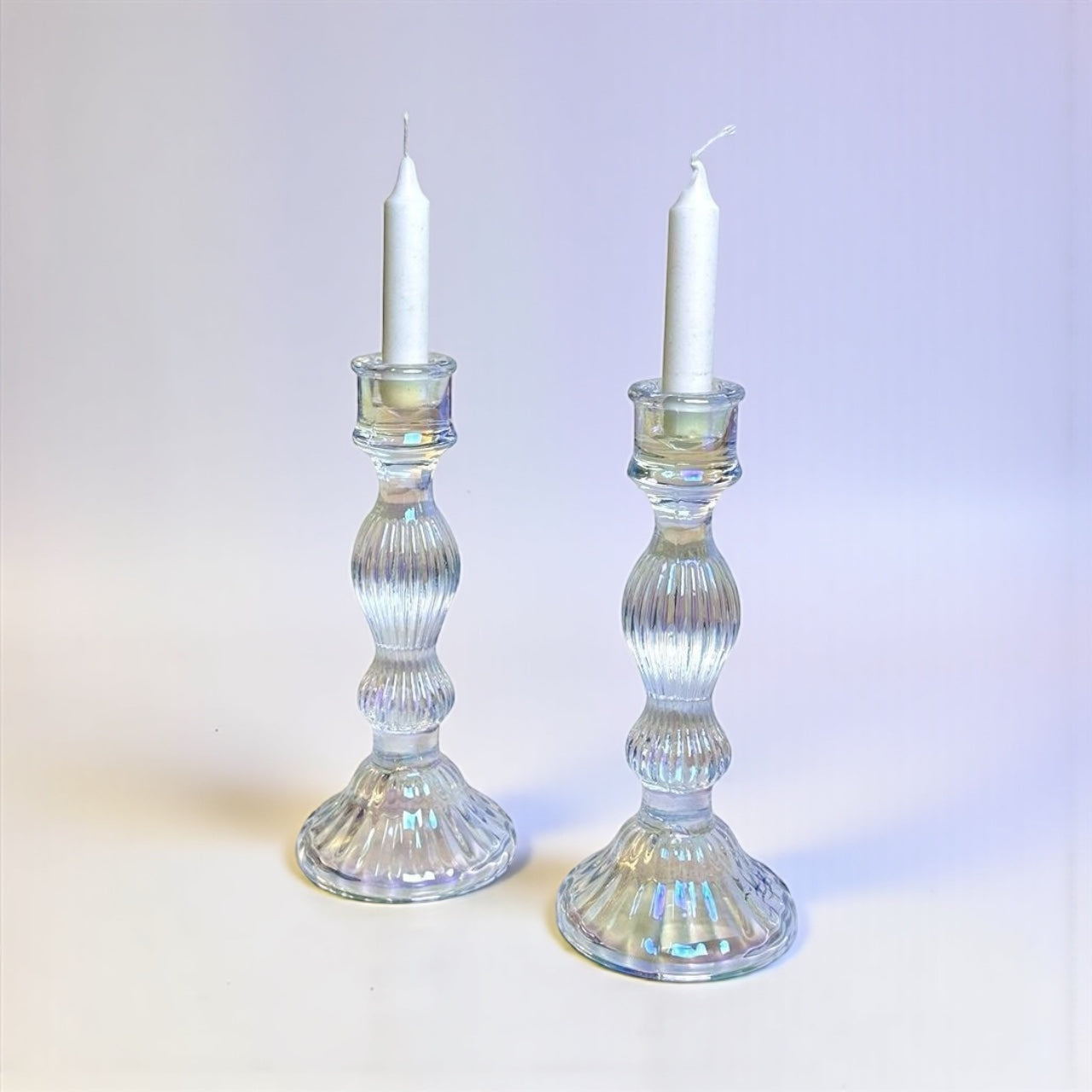Elegant Iridescent Candle Holder Set of 2