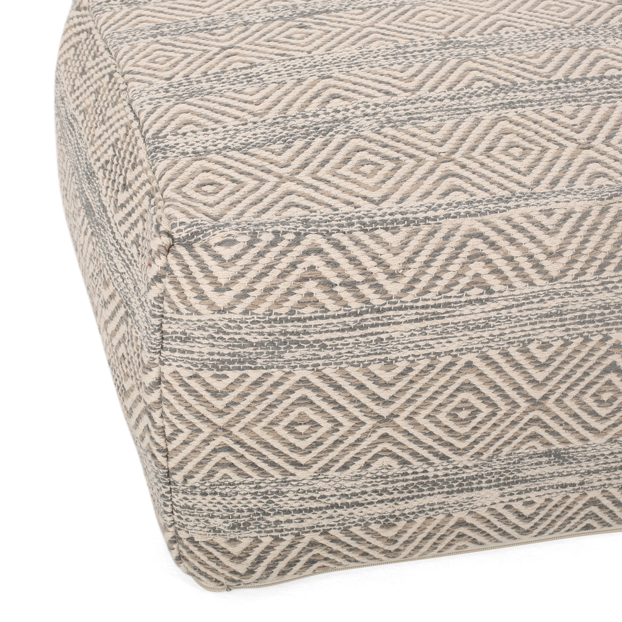 Boho Rectangular Bean Bag Ottoman - Light Brown, Natural and Grey
