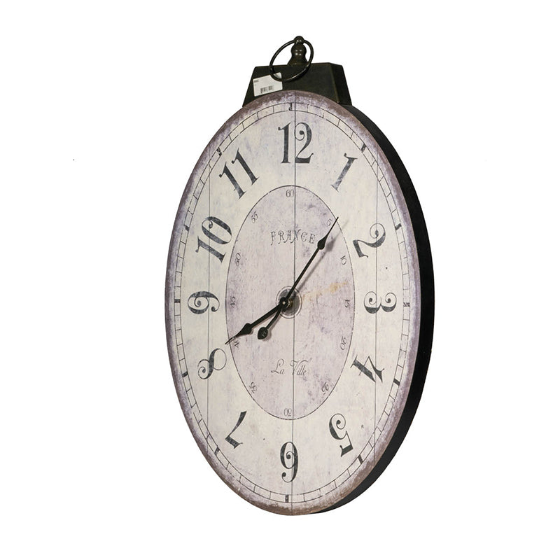 18"x29" Antique White Oval Wall Clock, Traditional Vintage Home Decor Clock