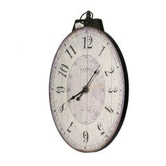 18"x29" Antique White Oval Wall Clock, Traditional Vintage Home Decor Clock