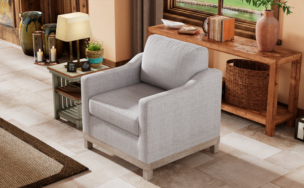 Contemporary Accent Chair with Rubber Wood Base Accent Chair - Grey