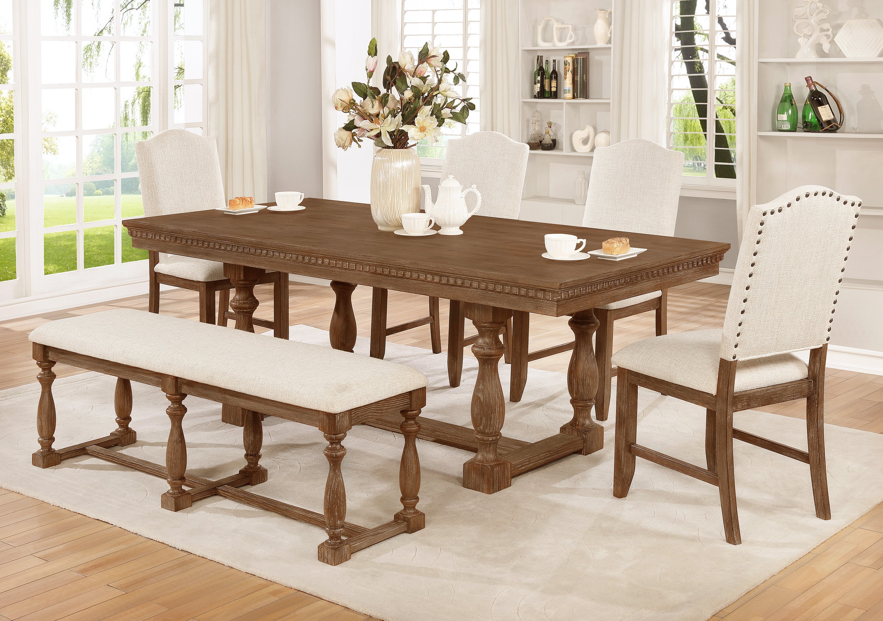 Relaxed Vintage Style - Warm Brown and Beige Finish (Set of 2)