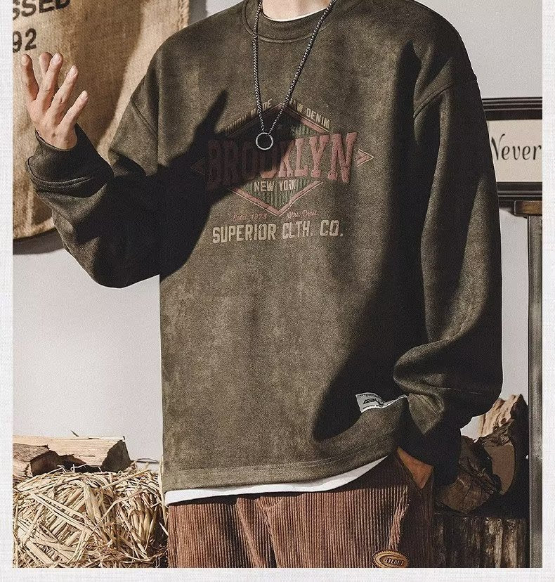American-style Vintage Brooklyn Sweater For Men