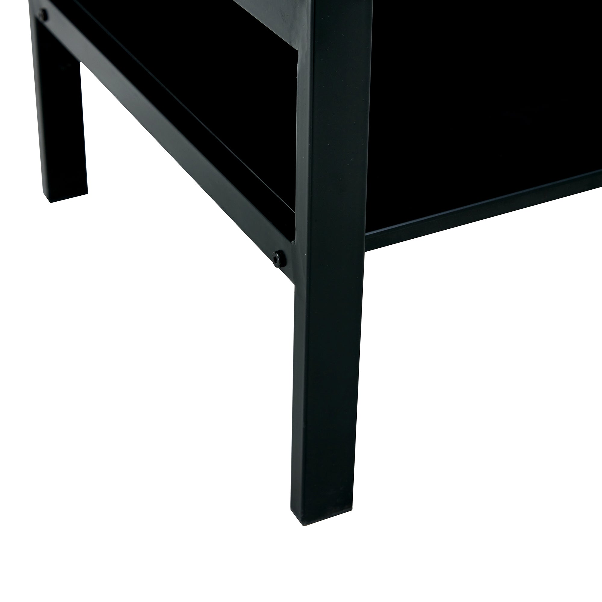 Modern Simple 2-Layer Tempered Glass Coffee Table - Black