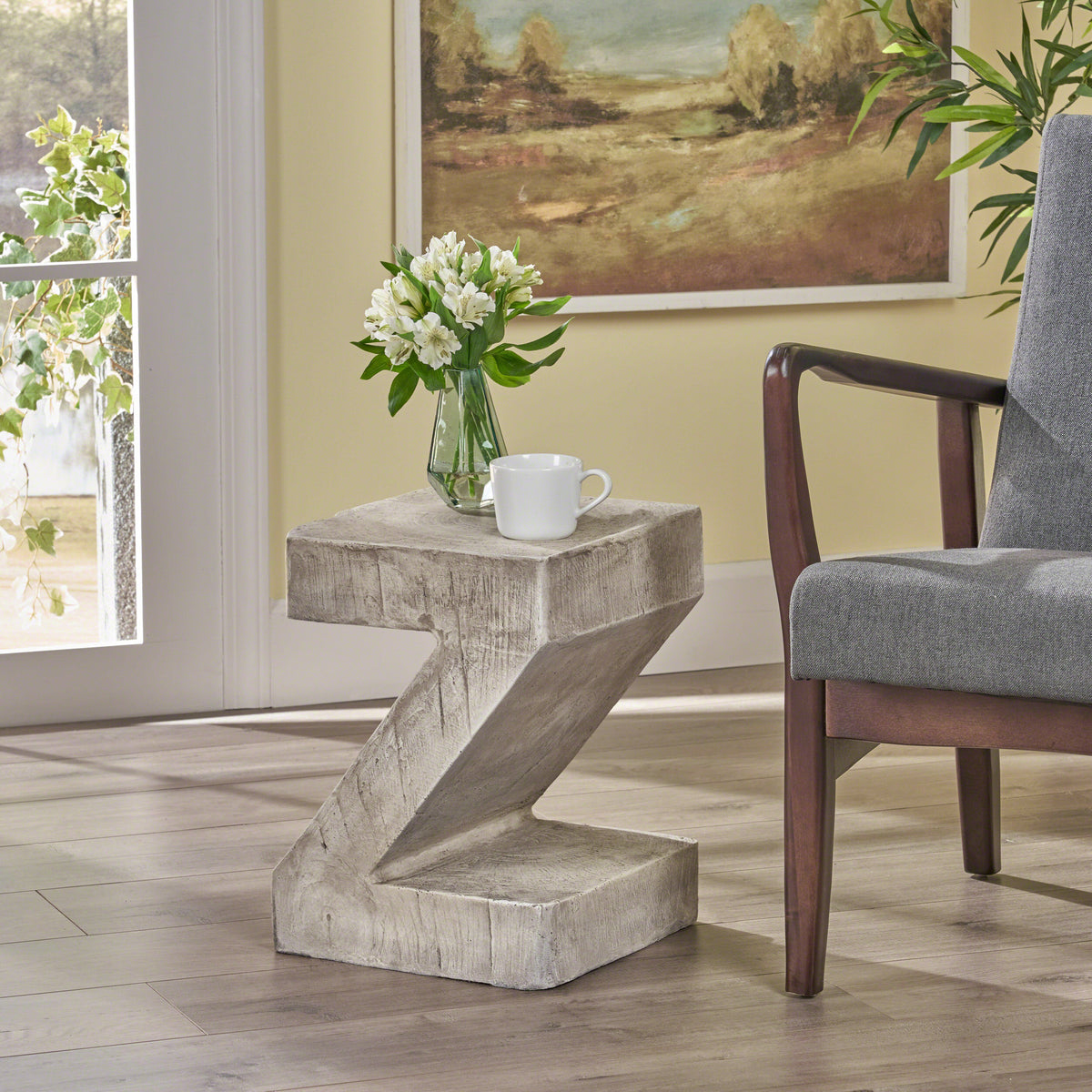 Contemporary Z Side Table - Light Grey