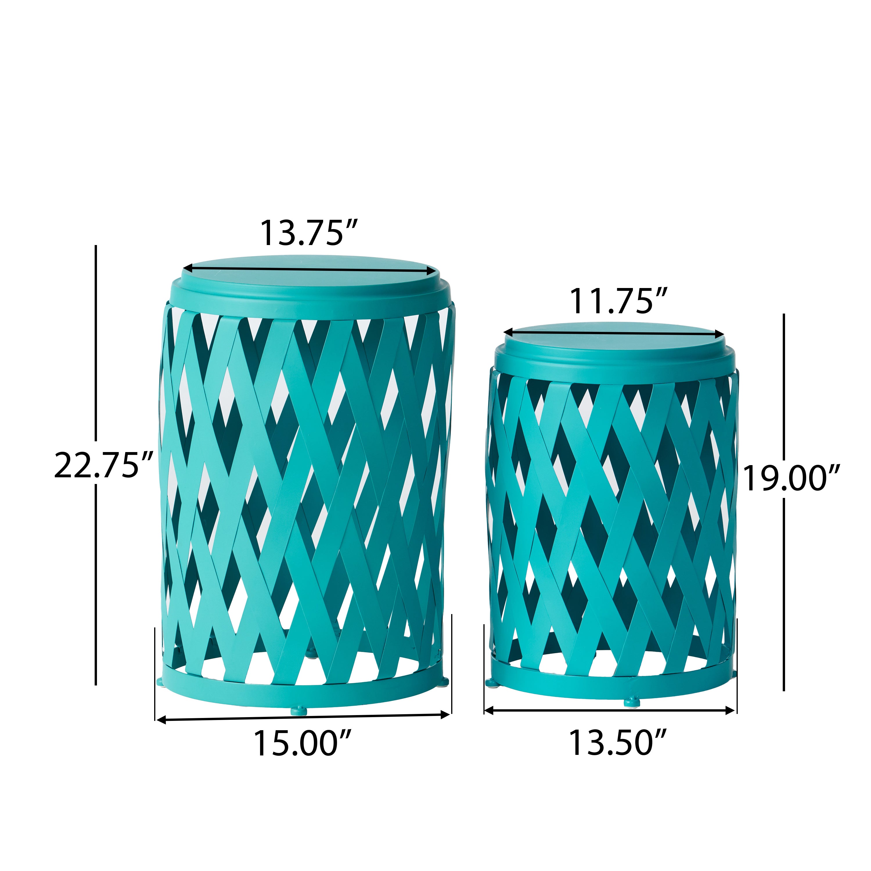 Set of 2 Accent Outdoor Table - Teal