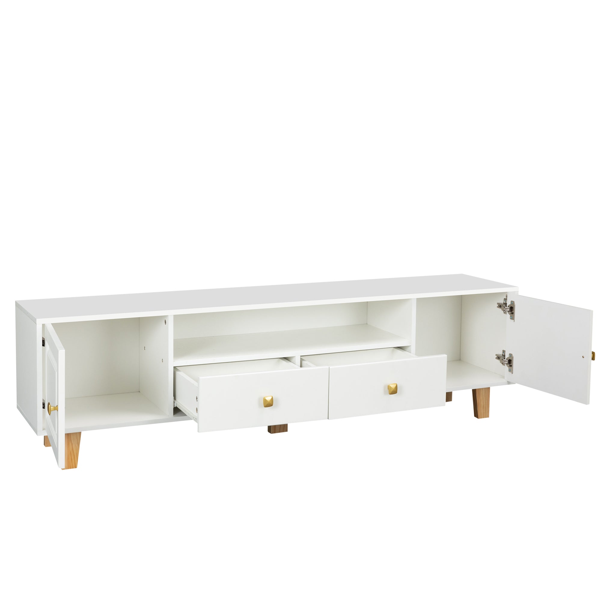 TV Media Console with LED Remote Control Light - White