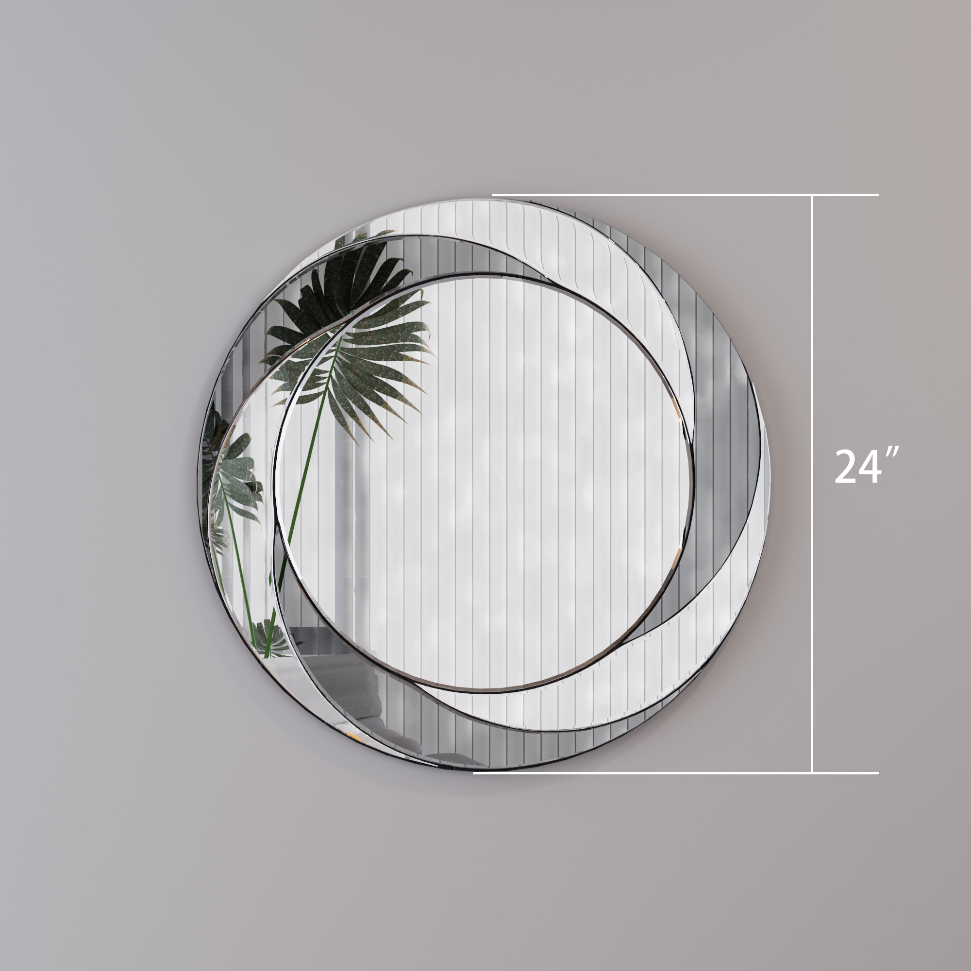 Wall-Mounted Silver Decorative Round Mirror 24 inch