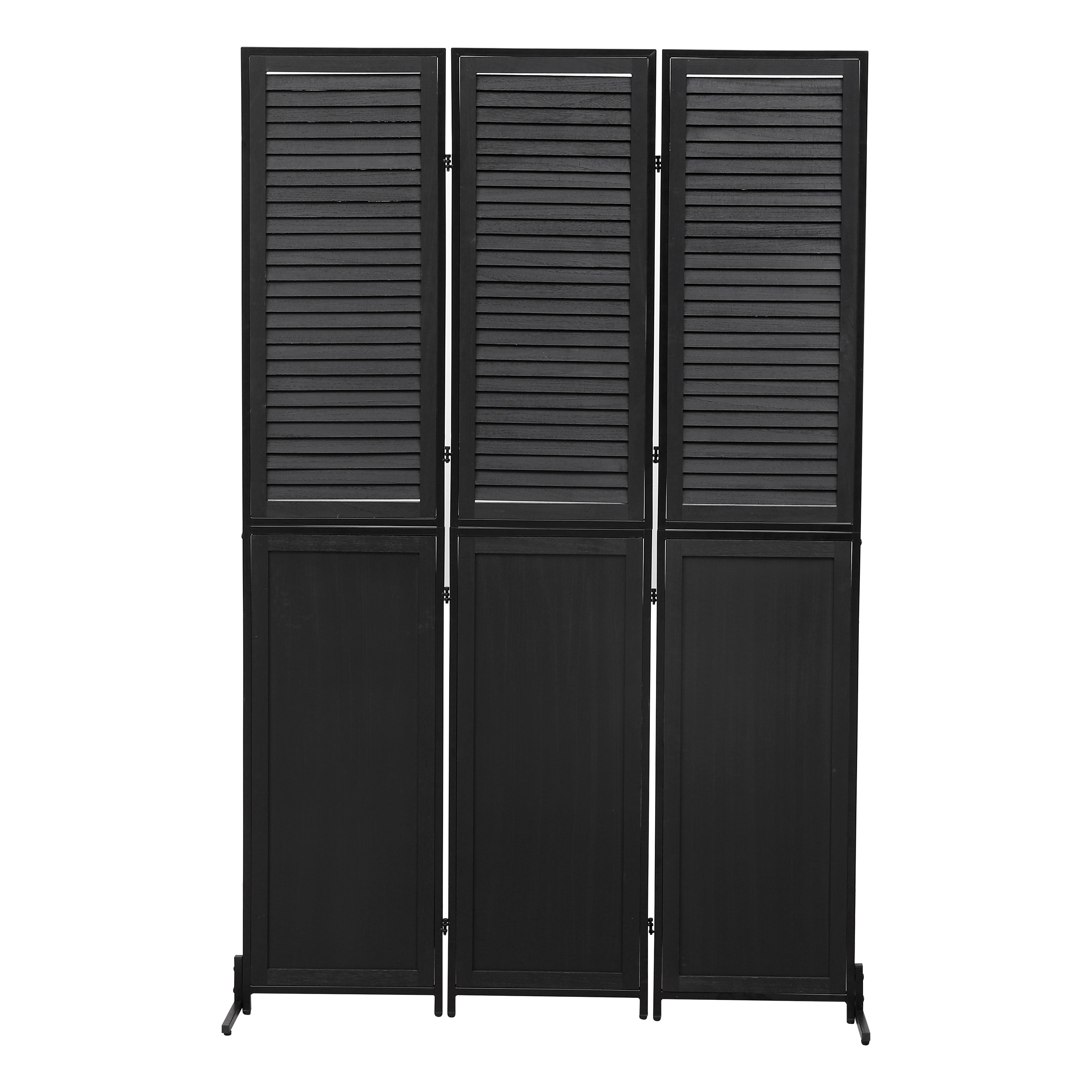 3 Panel Room Divider 6Ft Wood - Black