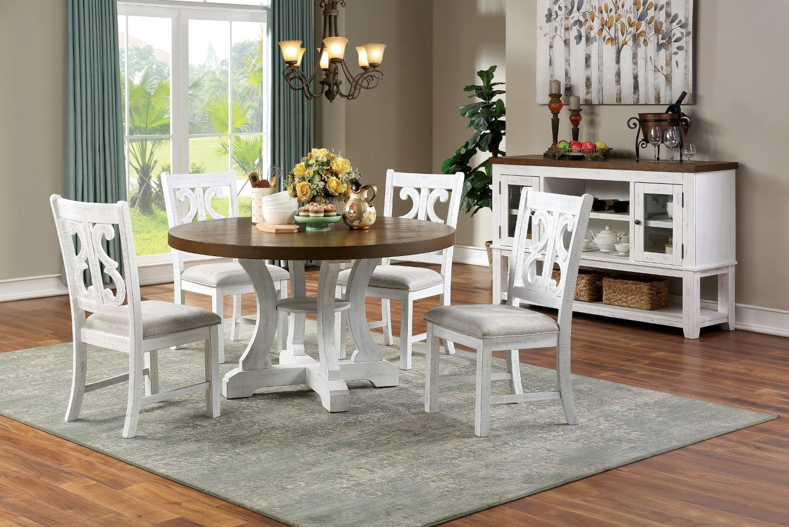 Distressed White 2pcs Dining Chairs