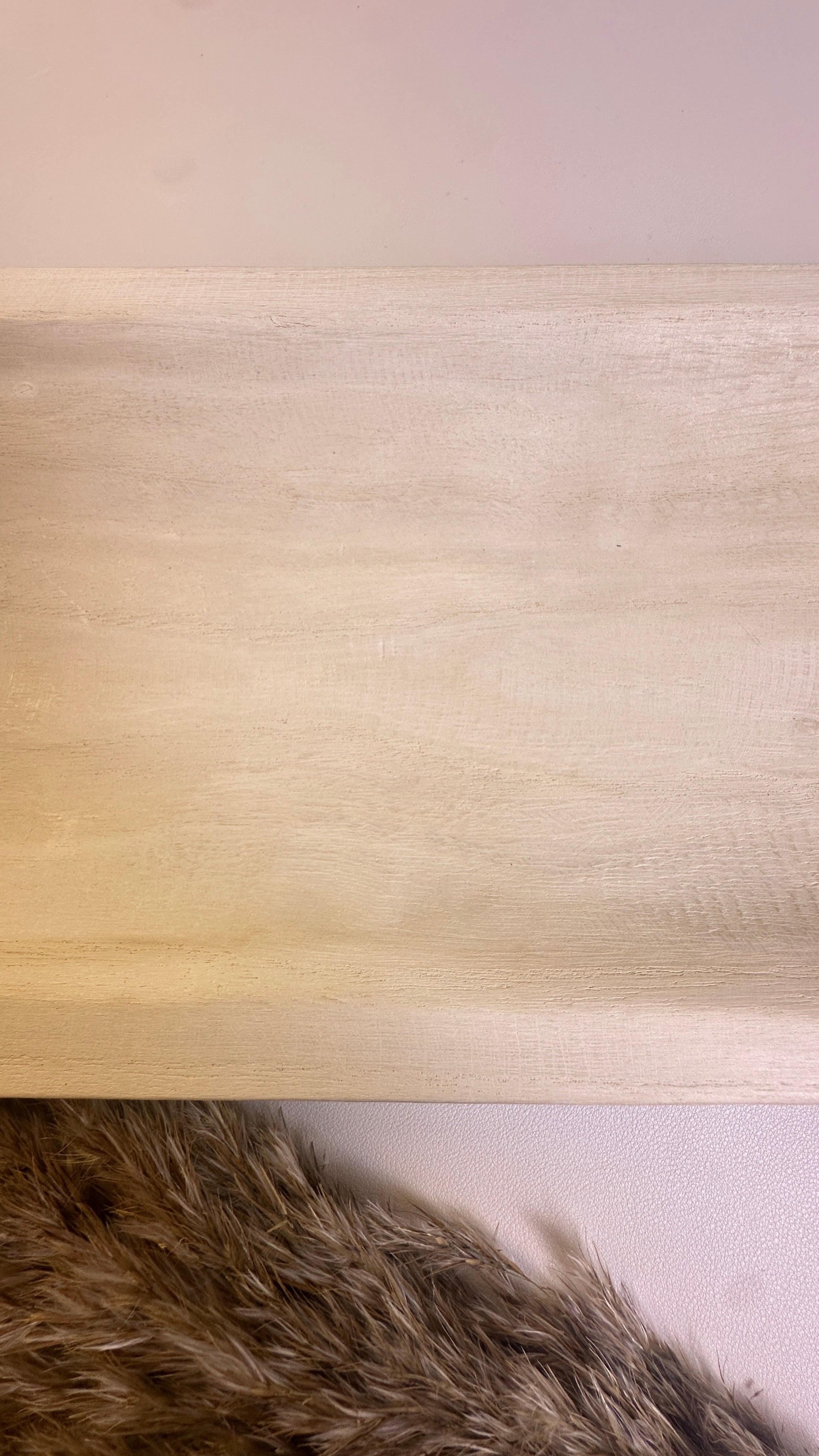 Paulownia Wood Boho Tray 20" long - Ivory Sand Whitewashed