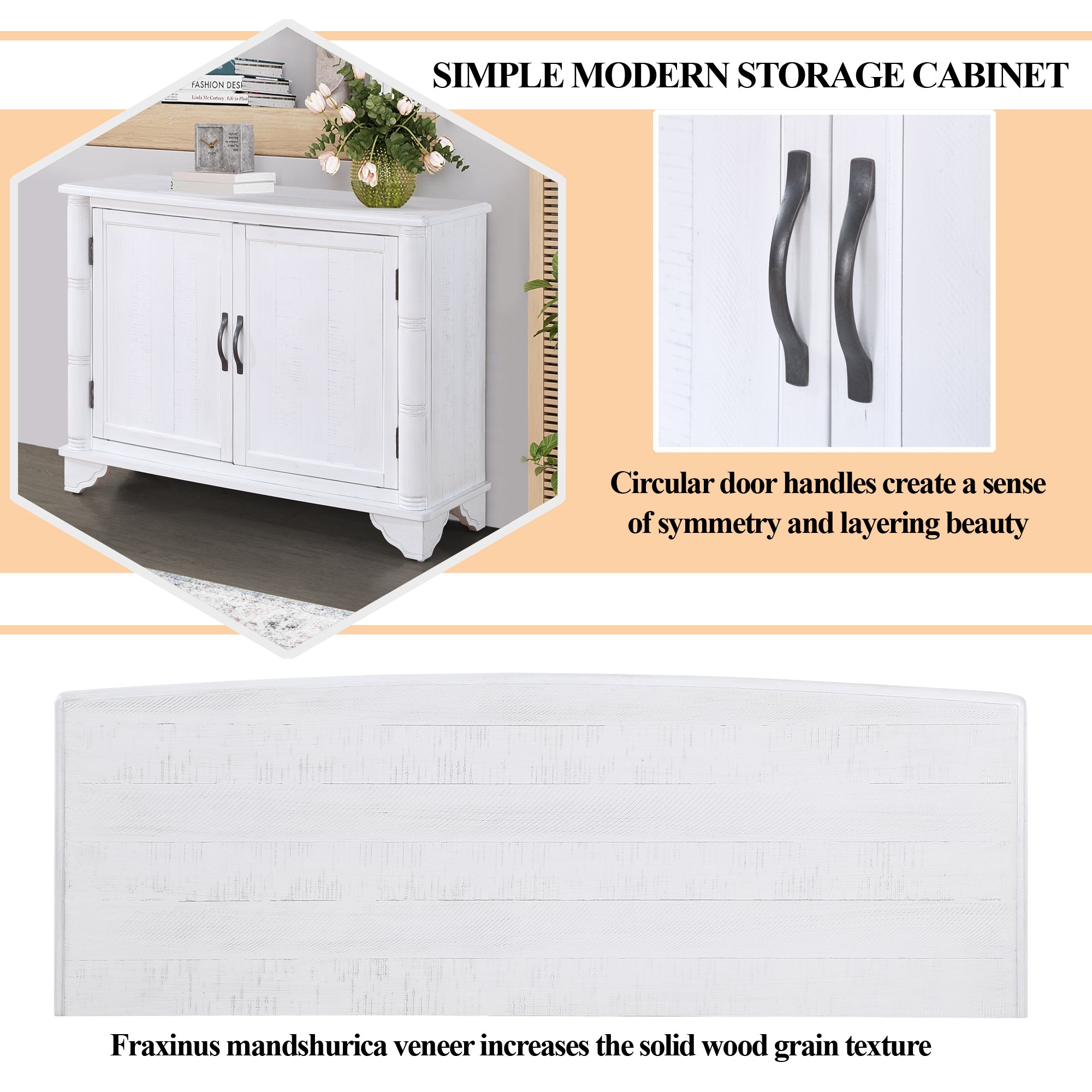40"  Console Table with Storage Shelf, Retro Entryway Table with Adjustable Storage Shelf - Antique White