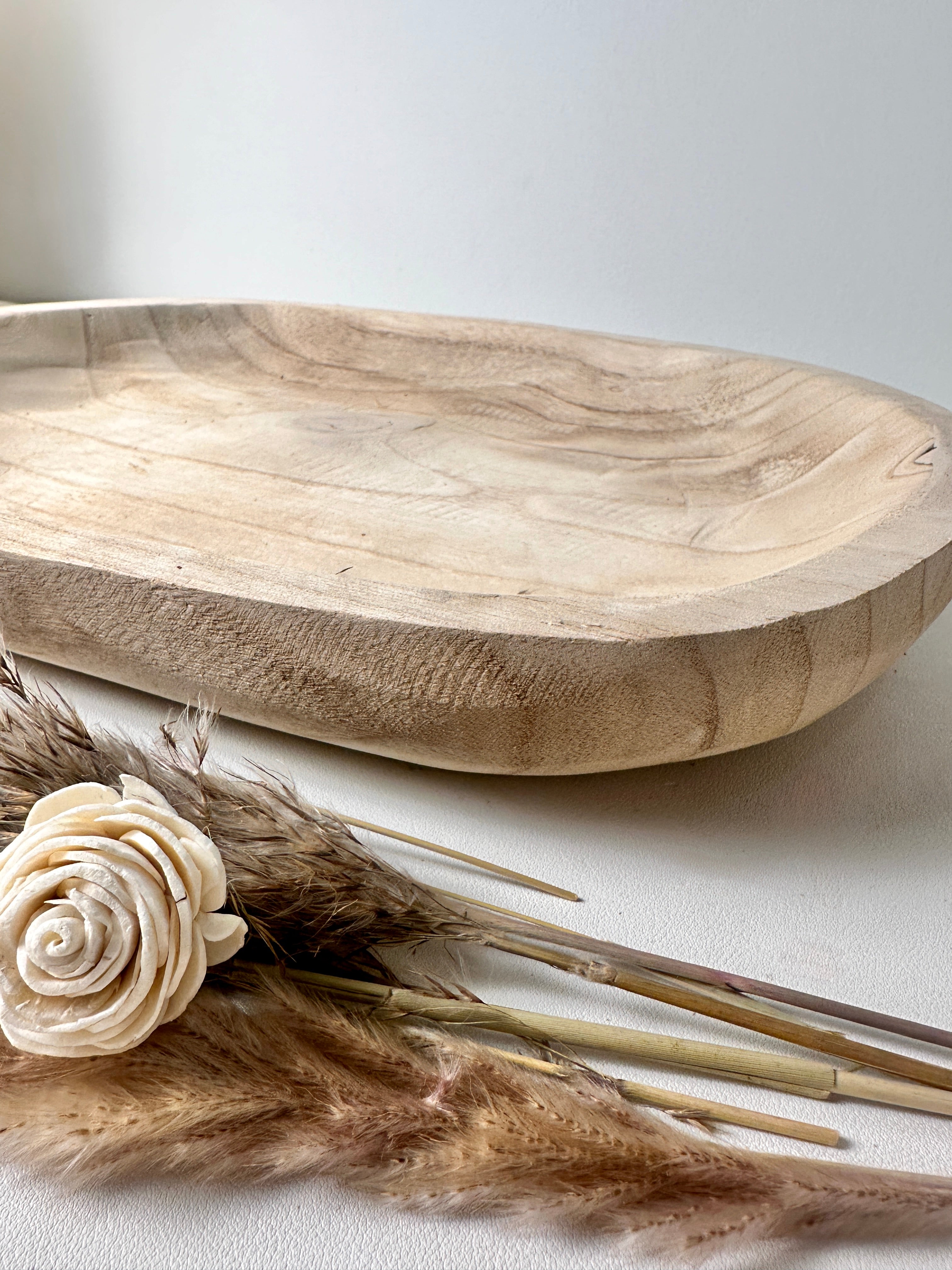Boho Chic Paulownia Square Decorative Tray 14.5" long