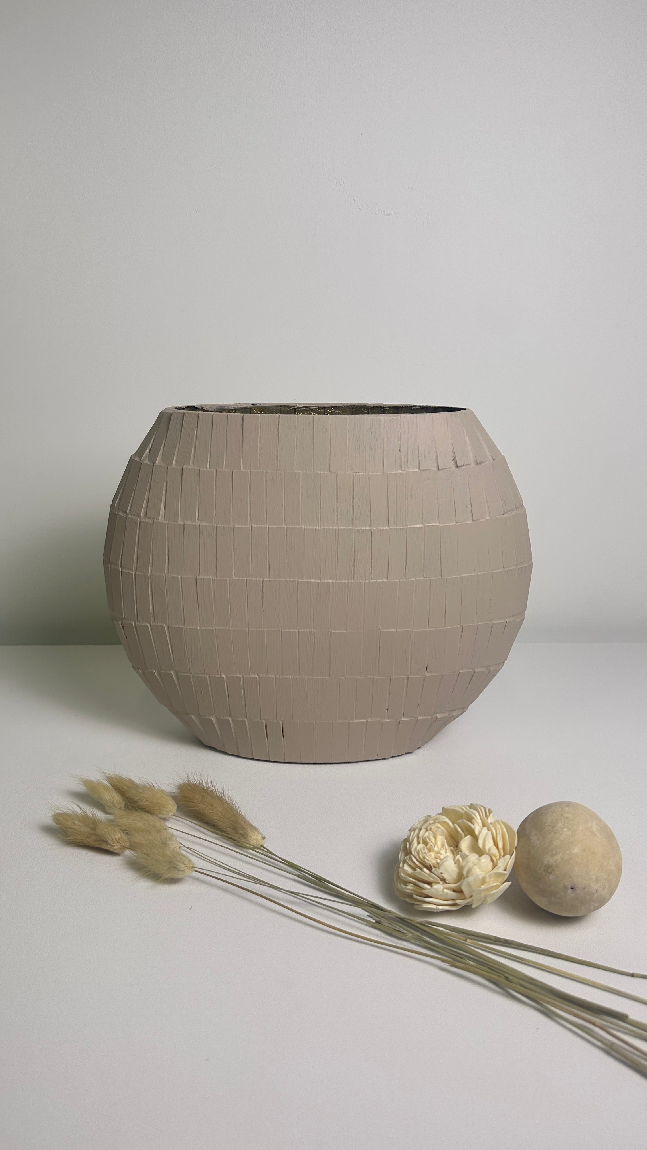 Mosaic Glass Vase 9", Tan Matte