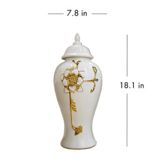 18.00"H Ginger Jar with Steam Gold Flower