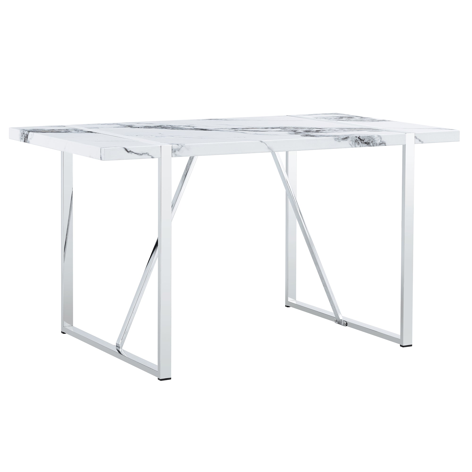 Dining Table Chairs Set for 4, Rectangular Dining Room Table Set, Faux Marble Modern Dining Table & Leather Chairs for Kitchen Dining Room, White