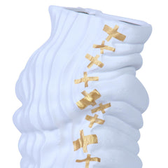 20"H Modern and Elegant White Ceramic Vase with Gold Accents