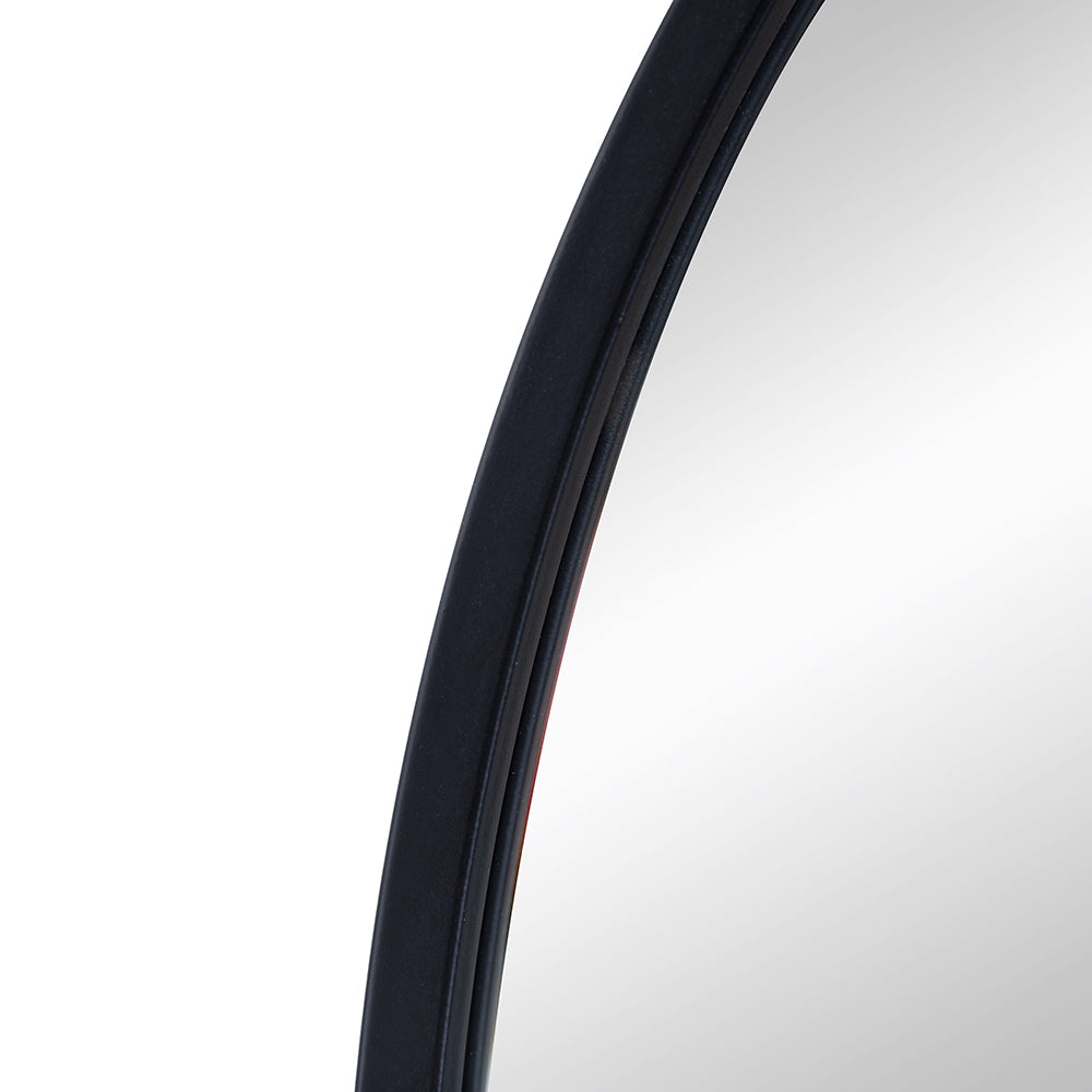 Black Arched Mirror with Metal Frame