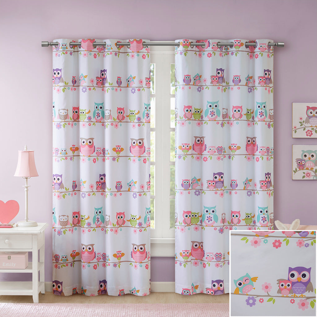 50x84" Owl Printed Blackout Curtain Panel - Multicolor
