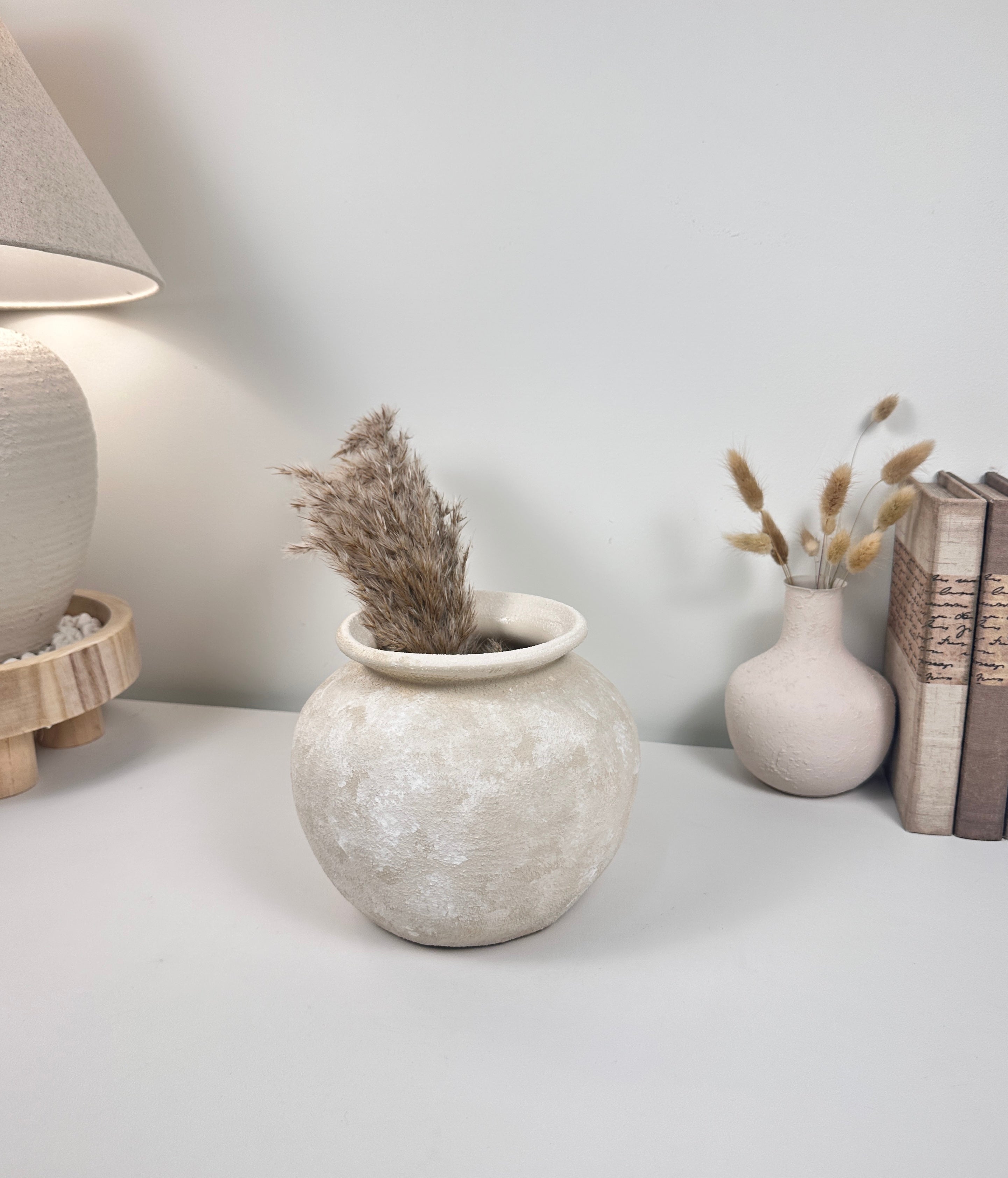 Minimalist Cream washed Vase 6.5" tall (8x8x6.5" dia 3.7")