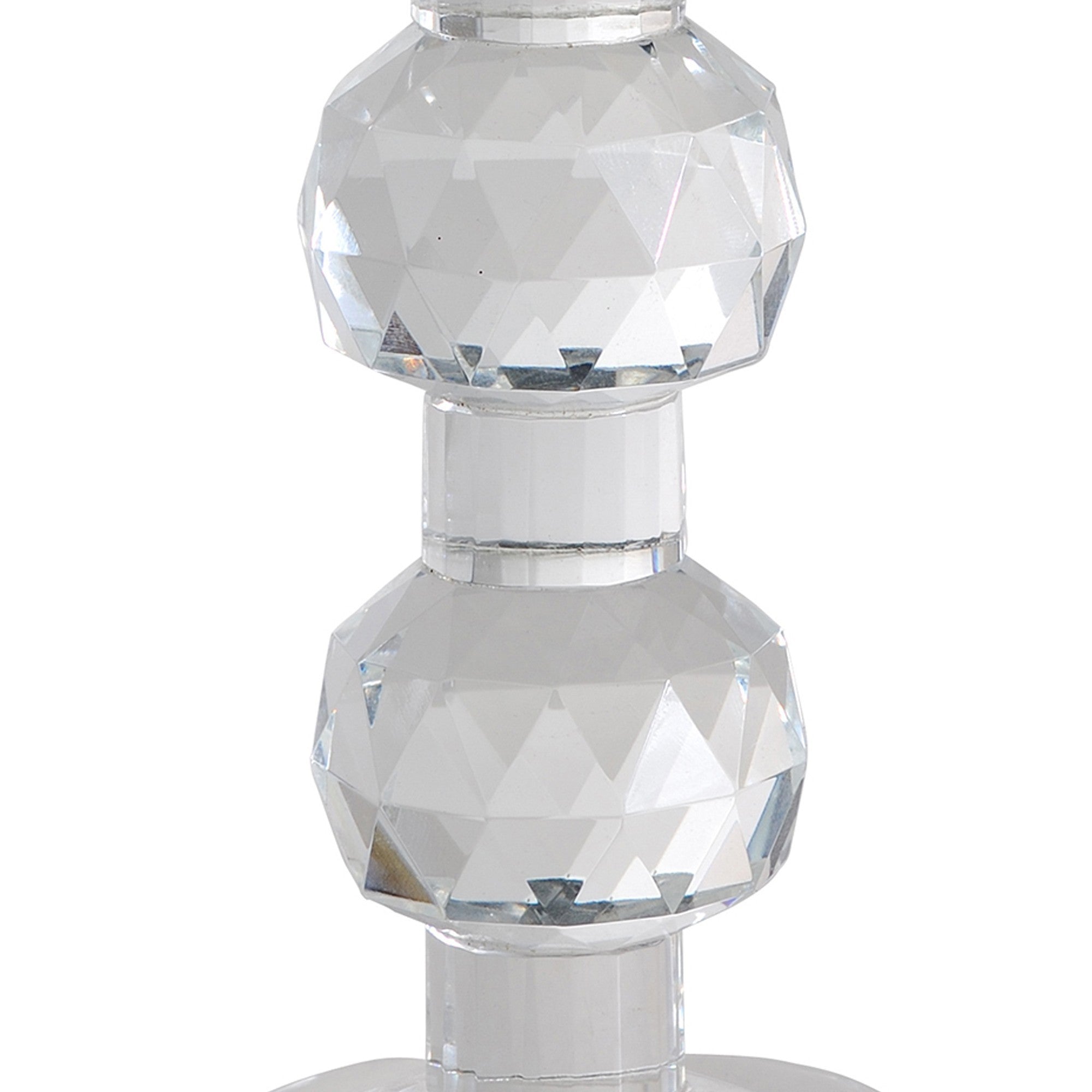 Crystal Glass Solid Turned Pillar, 7 Inch Candle Holder - Clear Glass