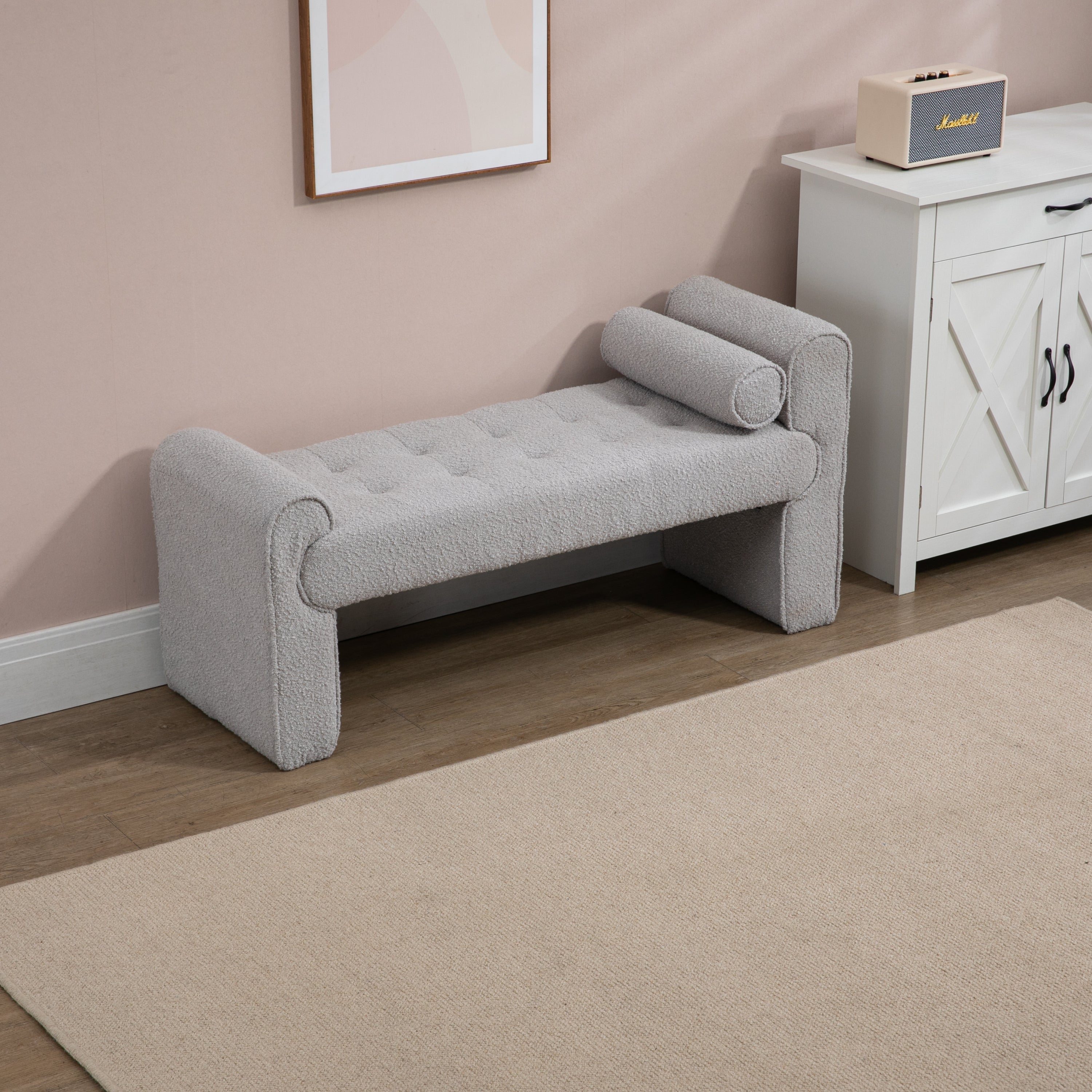 Modern Ottoman Bench - Light Gray