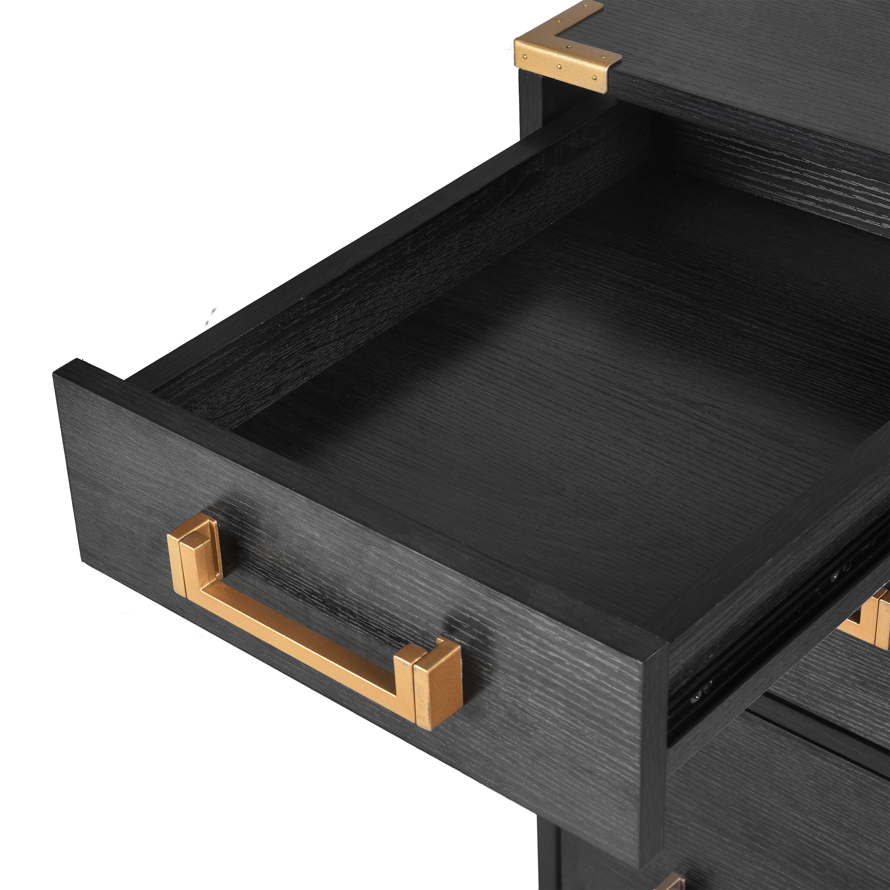 70"Classic and Traditional Executive Desk with Metal Edge Trim - Black