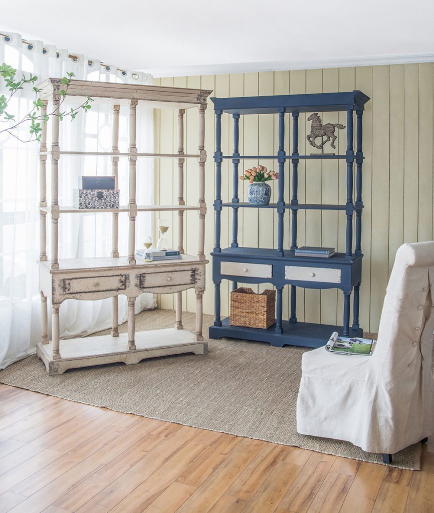 French Country Wood Bookcase, Display Storage Shelf Etageres 51x19.5x81.5"