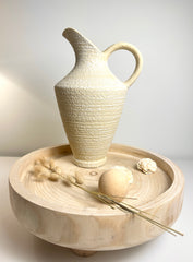 Pitcher Decorative Vase Cream Beige 12"
