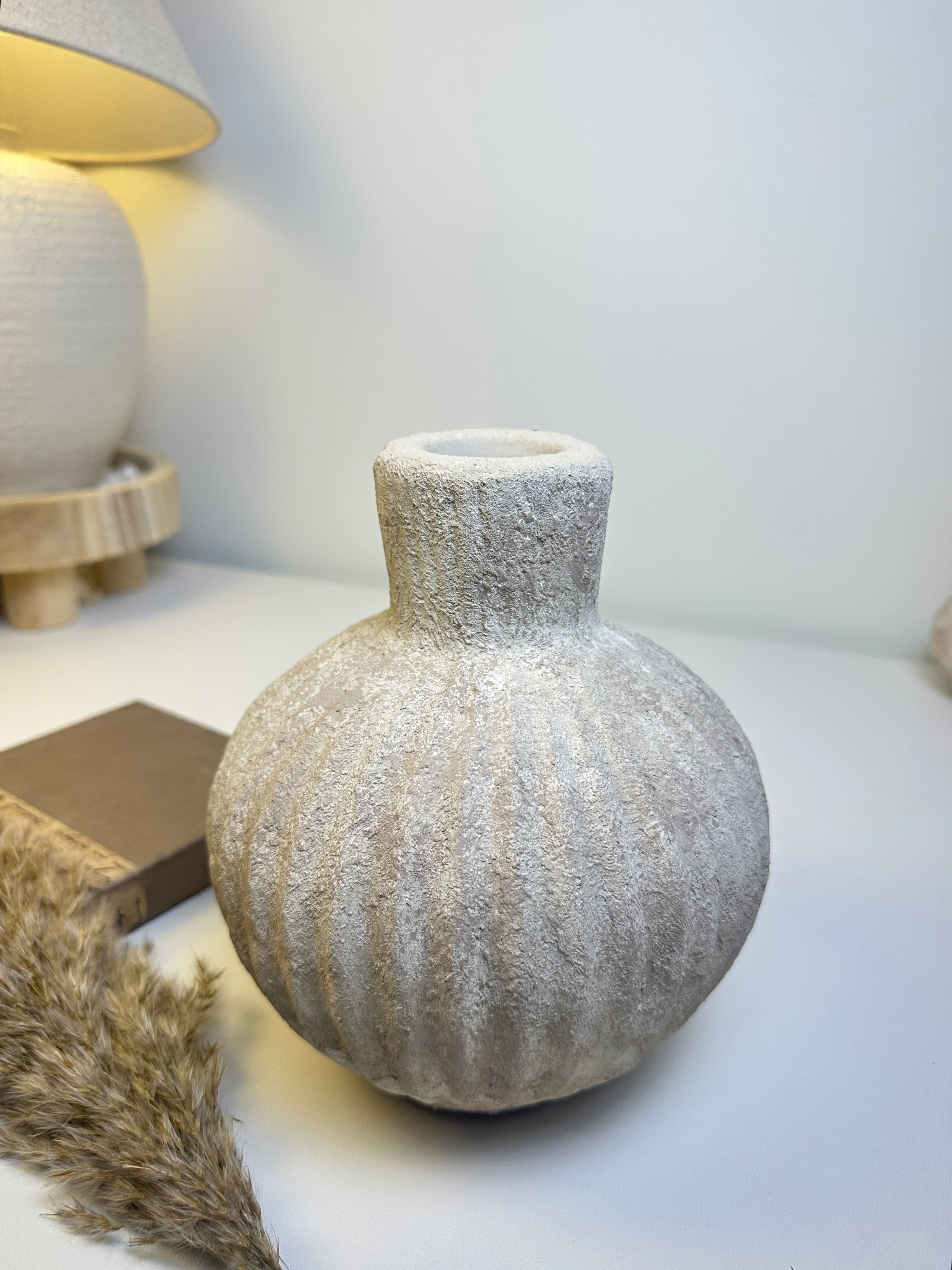 Handmade Decorative Ceramic Vase 8” tall - beige washed
