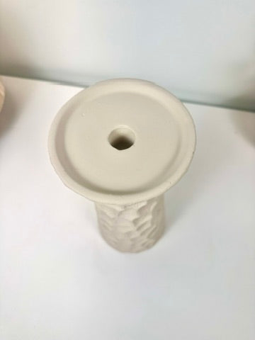 Minimalist Abstract Textured Candlestick 10'5 tall Beige Linen Color