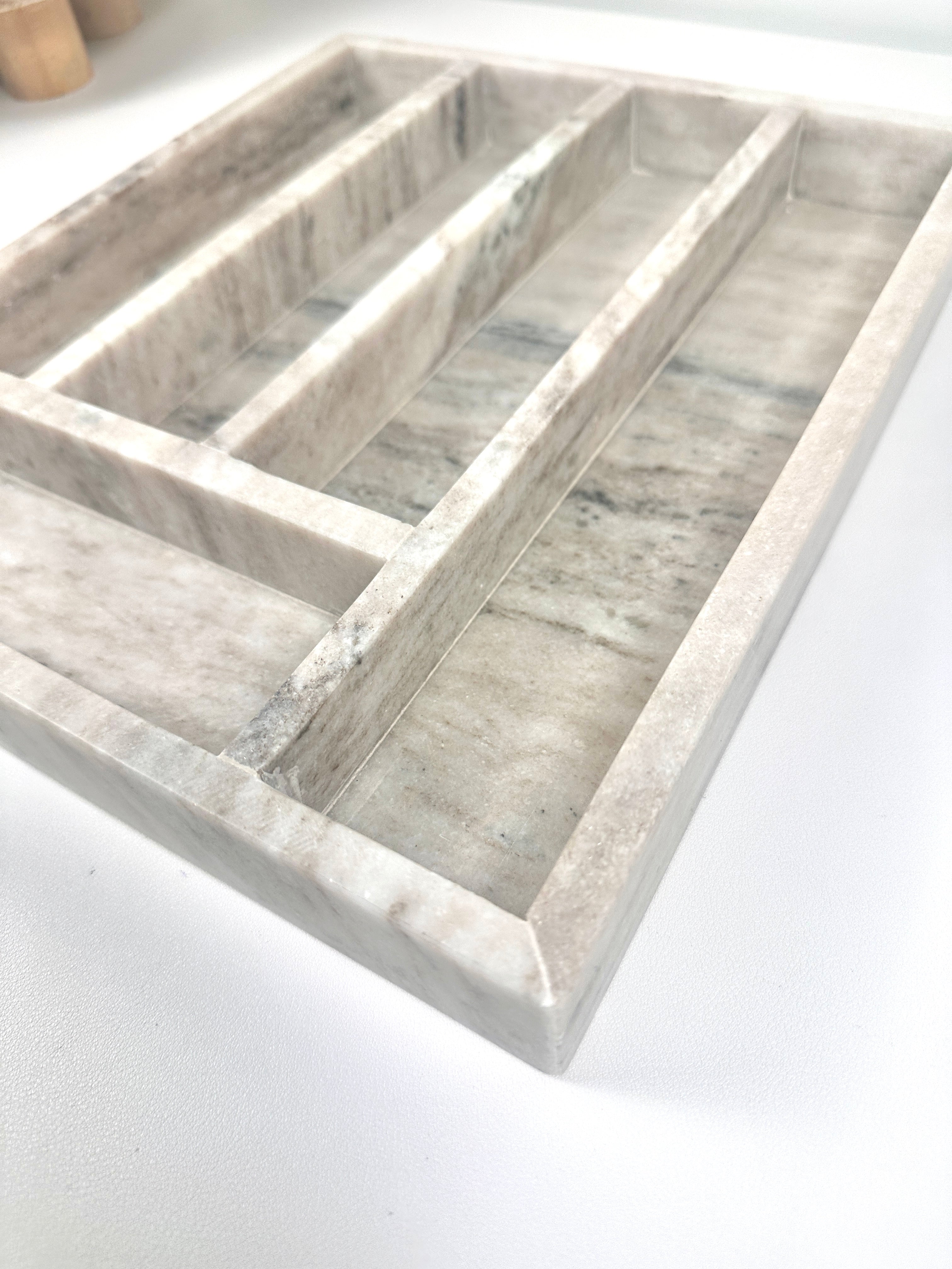 Luxury Marble Silverware/ Jewelry Tray Light Beige 13x11x1.8“