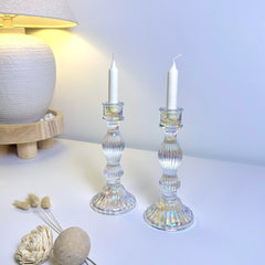 Elegant Iridescent Candle Holder Set of 2