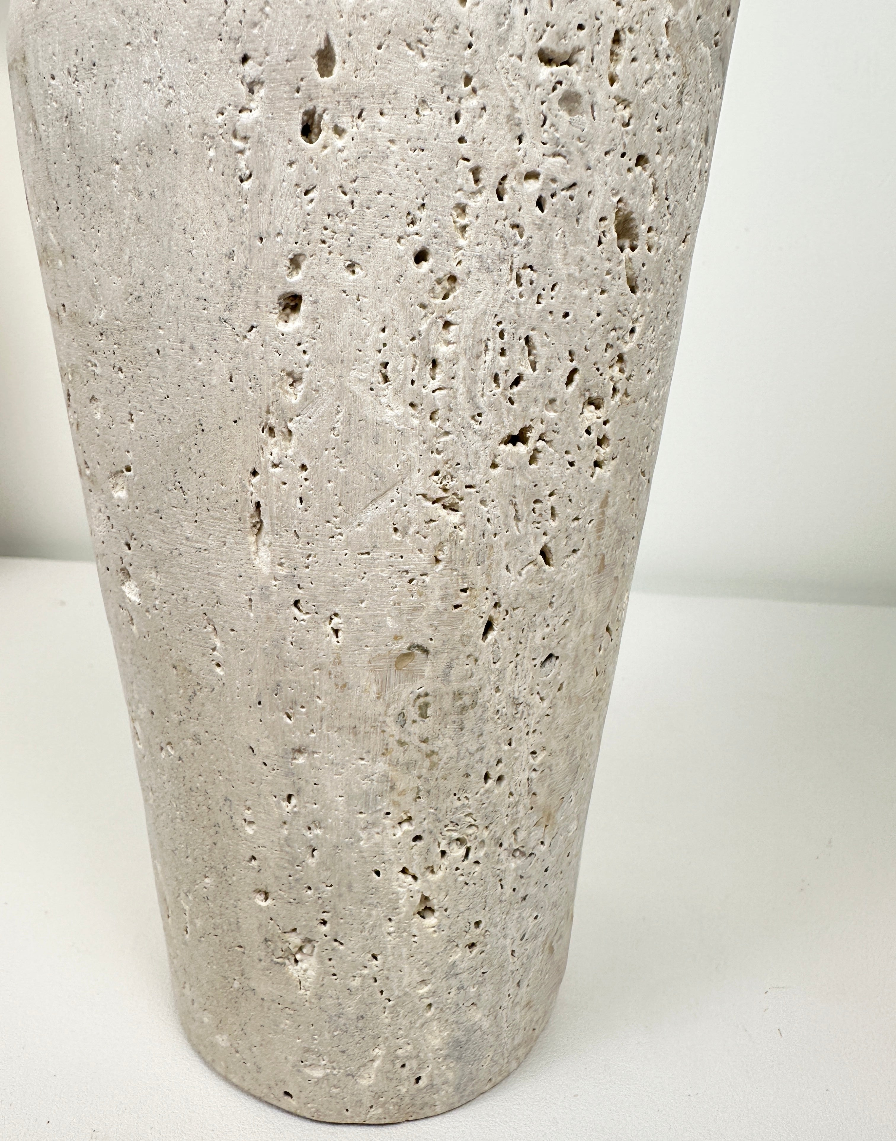 Handcrafted organic natural stone vase 12“ - Off White