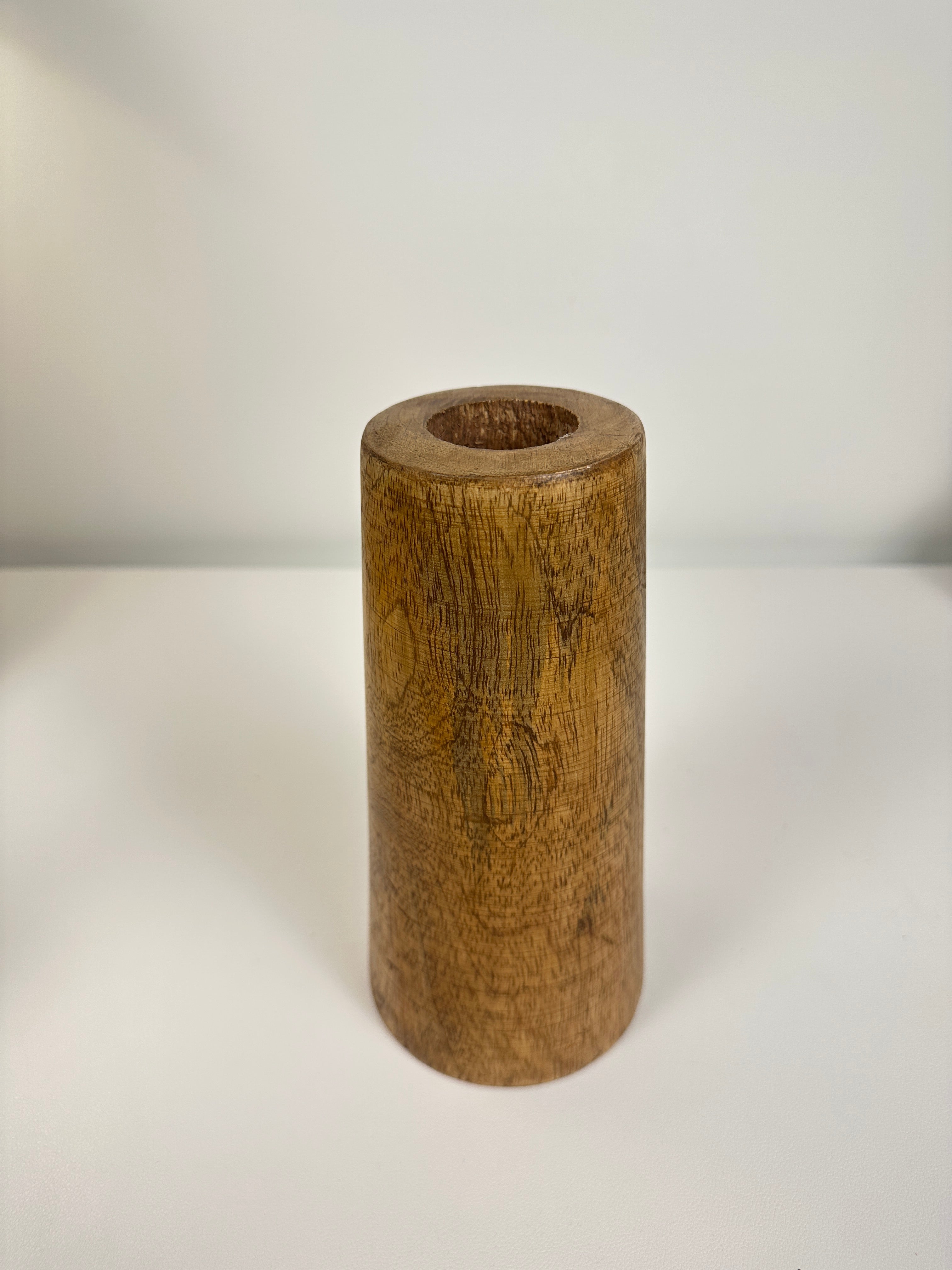 Rustic Decorative Vase Wood 8" tall - Brown